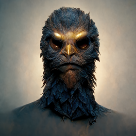 Midjourney - Cryptozoology, half man half eagle, portrait