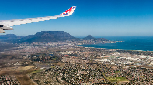  On approach over Cape Town