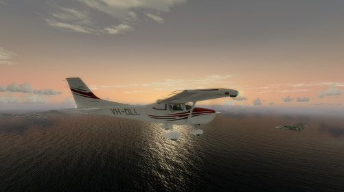  Cessna 182 over Pacific waters - © P3D and add-ons