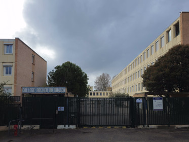 The  Collège Rocher-du-Dragon, looks a bit like a prison now