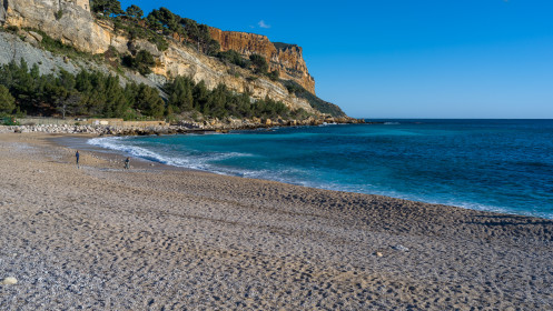  The beach in Cassis just outside the harbor